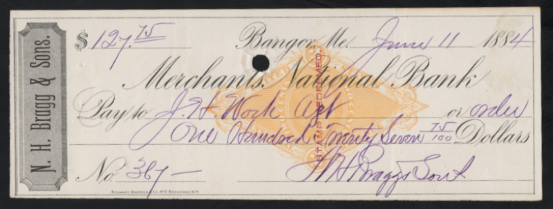 RN-G1 Bangor, Maine. Merchants National Bank N.H. Bragg & Son