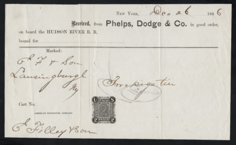 RN-A1 New York, N.Y. Phelps, Dodge & Co. Hudson River Rail Road