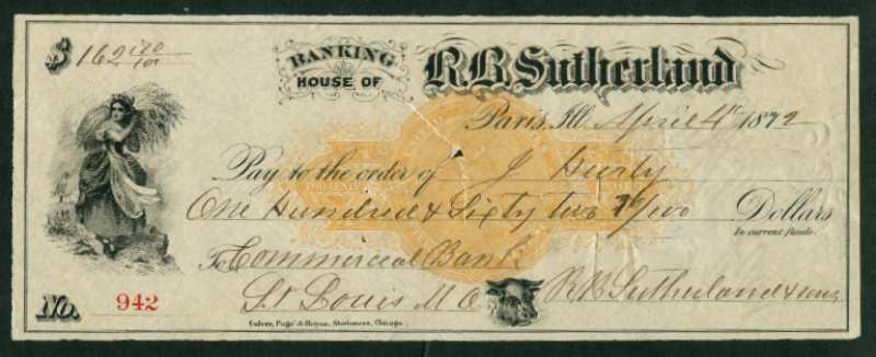 RN-C1 Paris, Illinois. Banking House of R.B. Sutherland