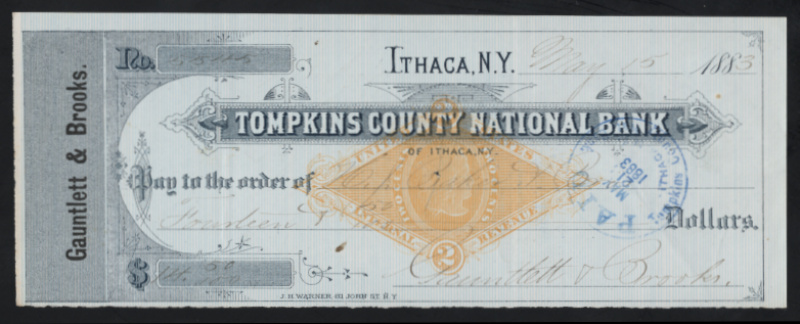 RN-G1 Ithaca, New York. Tompkins County National Bank Gauntlett & Brooks