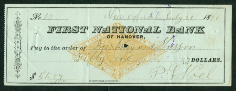 RN-G1 New Oxford, Pennsylvania. First National Bank of Hanover