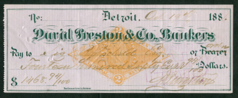 RN-G1 Detroit, Michigan. David Preston & Co., Bankers