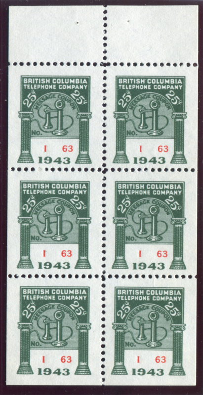 BCT140 booklet pane of six, mint, VF