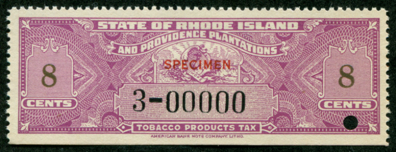 RI T7S red SPECIMEN ovpt., security punch, VF s/e