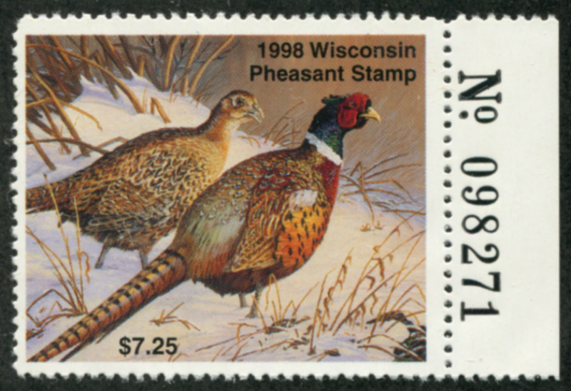WI Pheasant 7 tab at right, mint, NH, VF