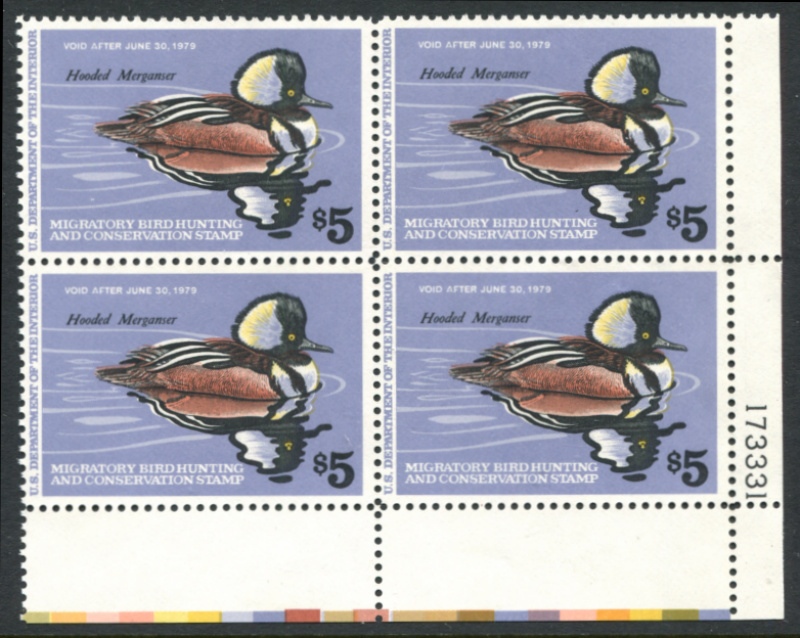 RW45 bottom right plate No. 173331 block of four, mint, NH, VF