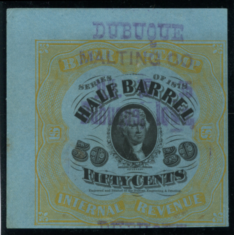 REA41e (42E) top left corner margins, DUBUQIUE MALTING CO. DUBUQUE IOWA violet h.s, F-VF