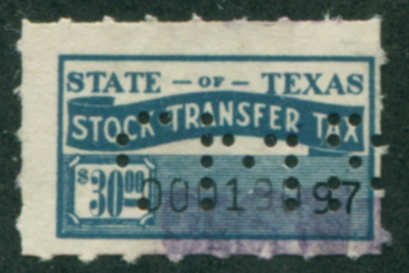 TX ST18 perfin, F-VF