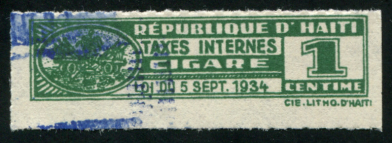 HAITI Cigars 1934 1c green, used, F-VF