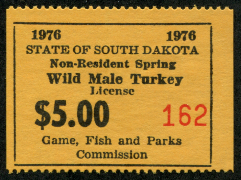 SD Turkey (Spring Wild Male) 20 mint, LH, F-VF