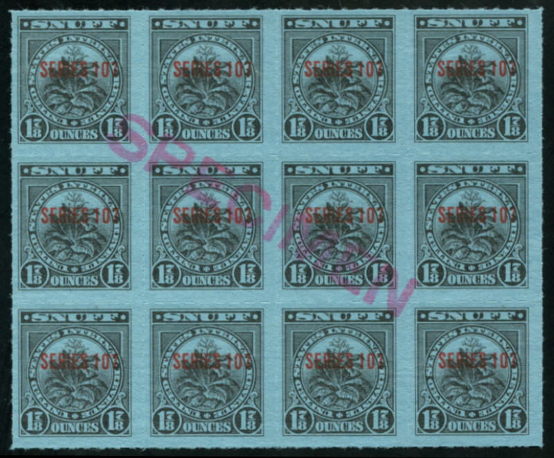 TE512aS block of 12, pink SPECIMEN overprint, F-VF