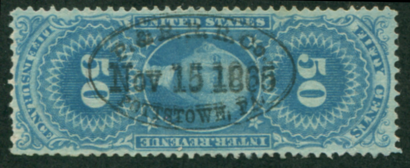 Philadelphia & Reading Rail Road. P-6A, R58c black SON oval h/s, F-VF short perf