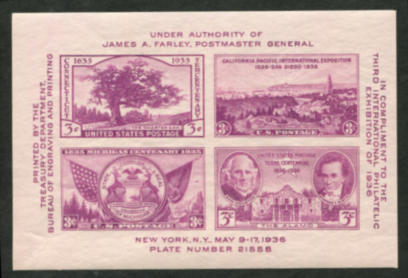 778 Third International Philatelic Exhibiton souvenir sheet, mint, NH, VF