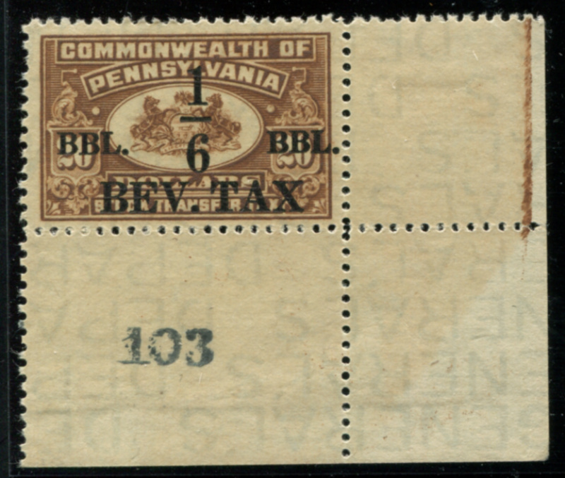 PA B9 bottom right corner margins, mint, VF