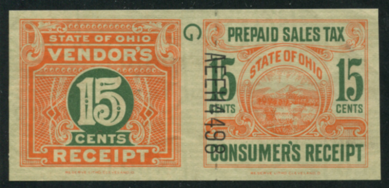 OH RE17 control G, serial No. & roulettes shifed to the right, mint, VF
