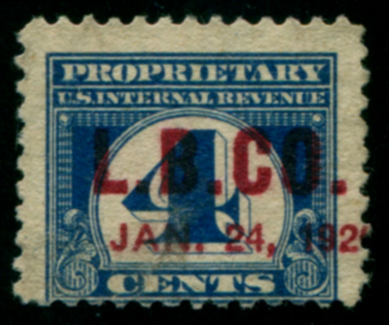 L.B. Co. (Lever Brothers Co.) RB68 Jan. 24, 1920 red printed cancel, F