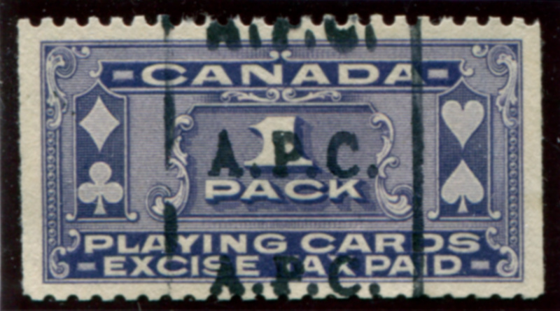 FPC1 A.P.C. black precancel, VF light crease