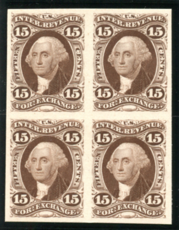 R39P4 plate proof on card, block of four, VF