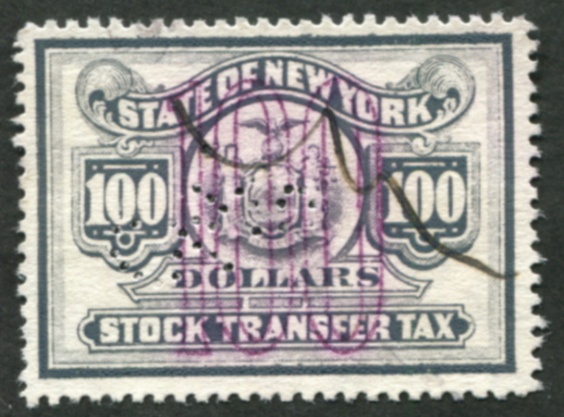NY ST157 perfin, F-VF