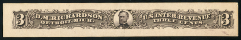 D.M. Richardson RO157E 3c plum die essay on card, VF