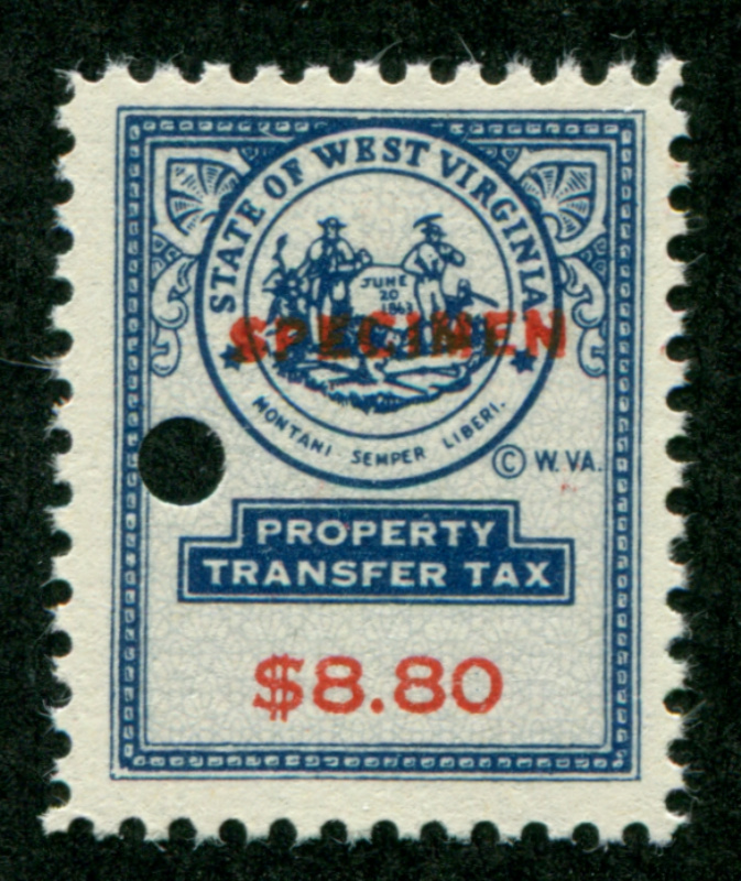 WV D3S red SPECIMEN ovpt., security punch, VF