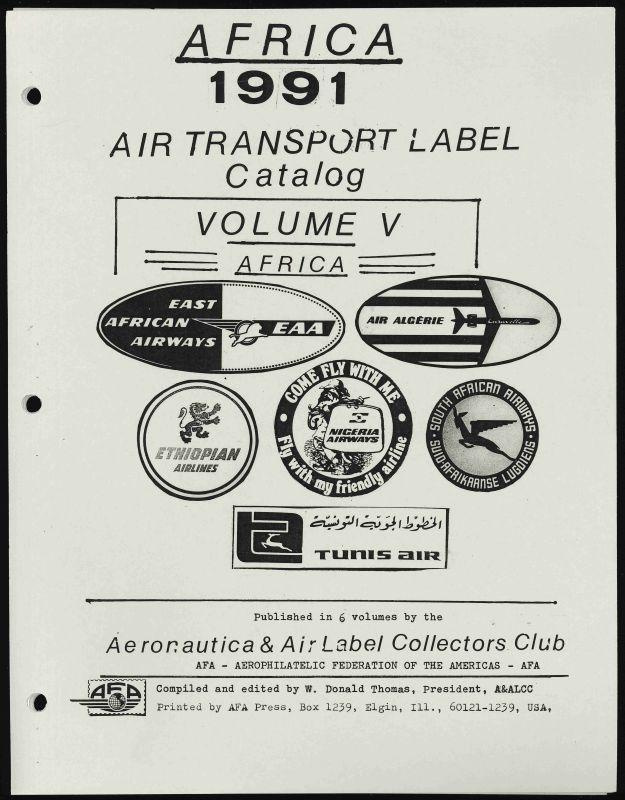 Thomas, W. Donald. Air Transport Label Catalog, Volume V - Africa