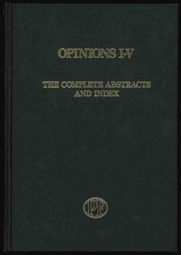 The Philatelic Foundation. Opinions I-V, The Complete Abstracts and Index.
