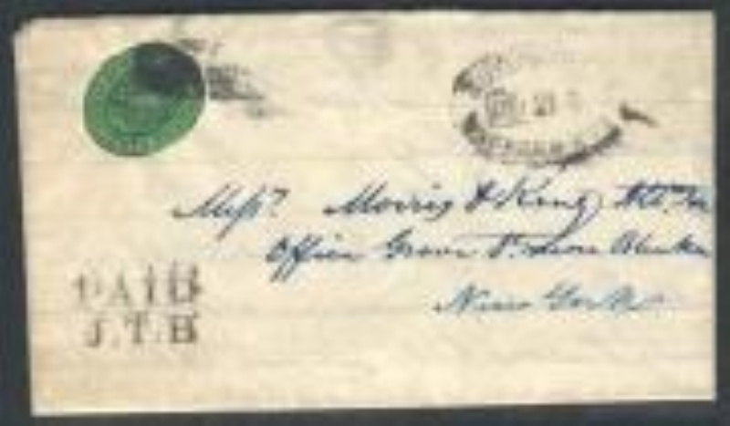 20L7 tied on folder letter, PAID/J.T.B. and Boyd's City Express Post oval h/s's, stamp is cut to shape. 1852. F-VF