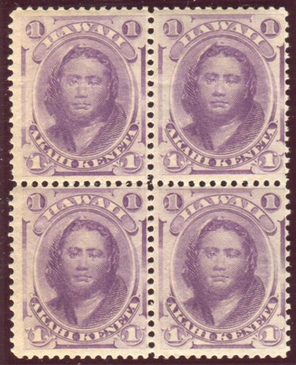 HI 30b block of four, mint, NH, F-VF