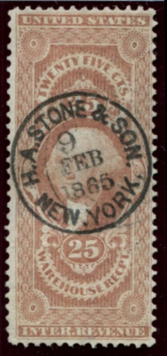 R50c H.A. STONE & SON. NEW YORK. black SON cds, F-VF two pinholes