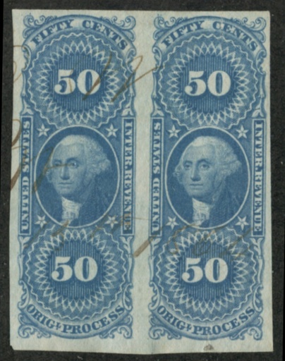 R60a horizontal pair, VF crease in right stamp