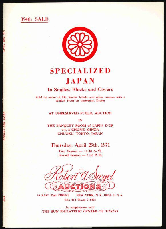 Robert A. Siegel Auction Galleries, Inc. Specialized Japan in Singles, Blocks and Covers